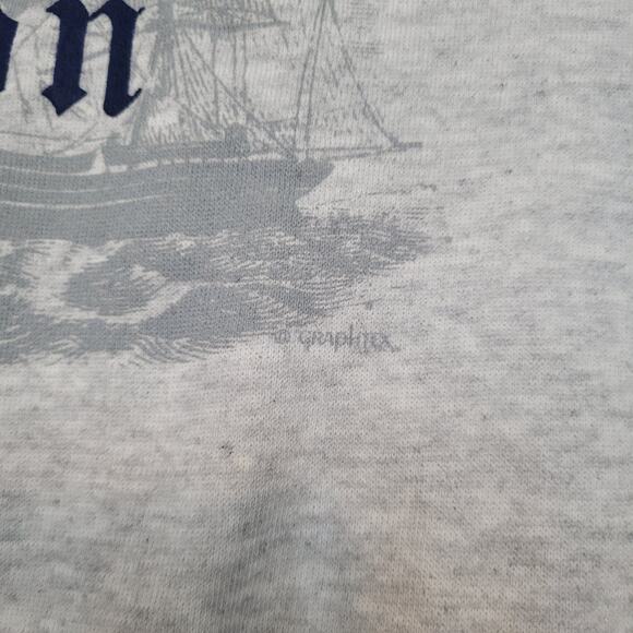 Vintage 90s Hanes Made in USA Boston Sweatshirt Mens Large Raglan Sleeve - Picture 4 of 7